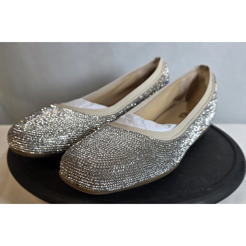Abeo Silver Crystal Embellished Flats